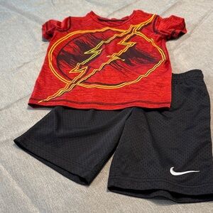Nike Red Lightning Tee and Black Shorts Set